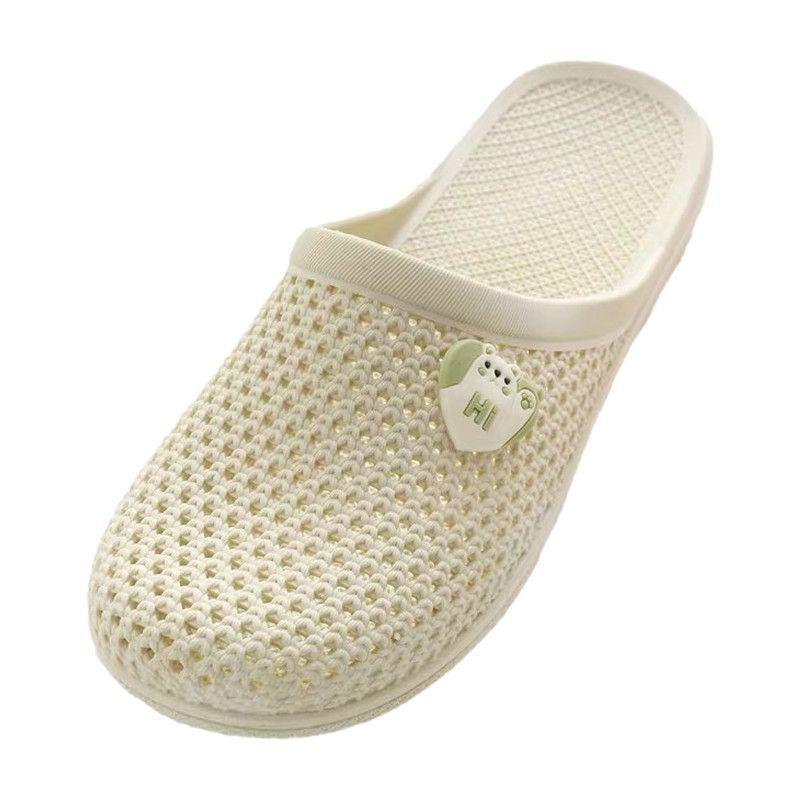 2024 Summer New Hole Sandals Flat Bottom Bag Head Slippers Women's Soft Bottom Non-slip Indoor and Outdoor Wear Casual Bathroom Mop