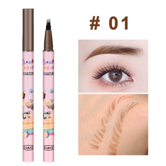 Карандаш для бровей, 4 микро-вилки, аппликатор, водостойкая натуральная долговечная ручка для контурирования бровей, подводка для женщин, инструменты для макияжа