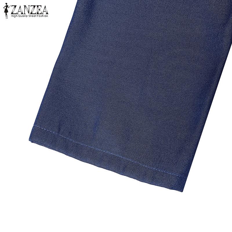 ZANZEA Женское повседневное платье с круглым вырезом и длинным рукавом