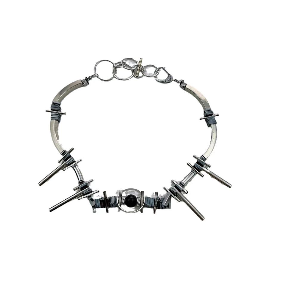 Dark Cyberpunk Style Irregular Titanium Steel Necklace High Fashion Cool Choker Fashion Neck Accessories For Men And Women