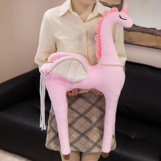 Плюшевая кукла Пегас 50см/70см Мягкая набивная игрушка для девочек Фэнтезийные крылья Ожерелье из искусственного жемчуга Милая плюшевая игрушка для младенца, малыша, детей Домашний декор