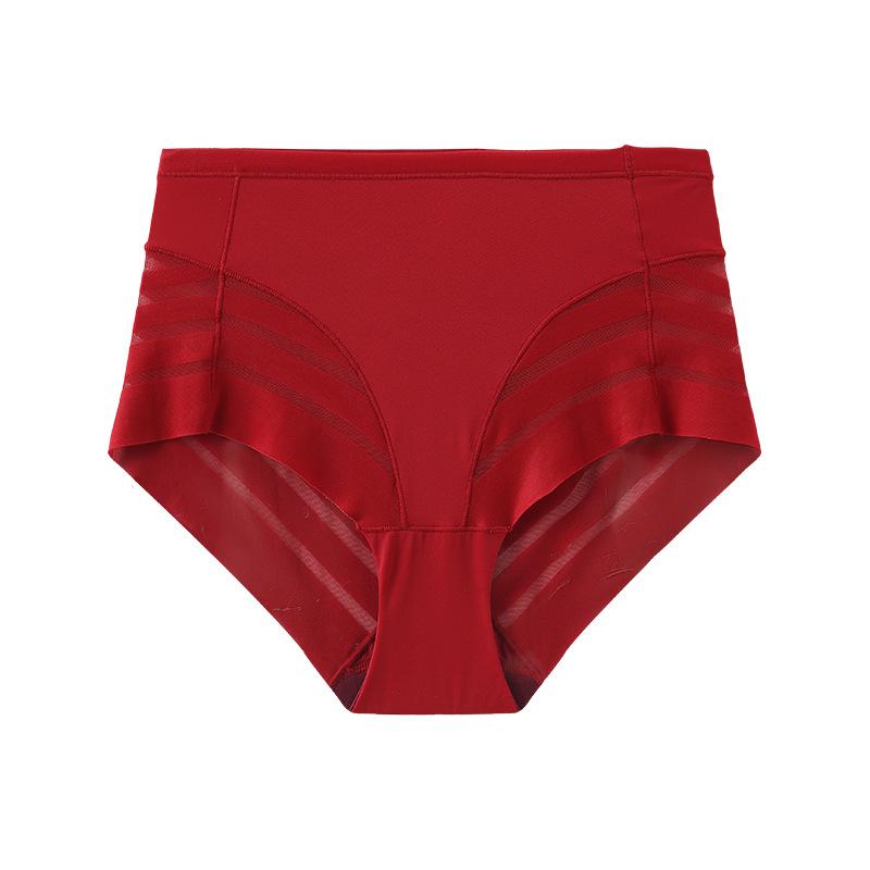 Женские прозрачные сетчатые трусы с высокой талией в полоску - Comfortable Ice Silk, Plus Size