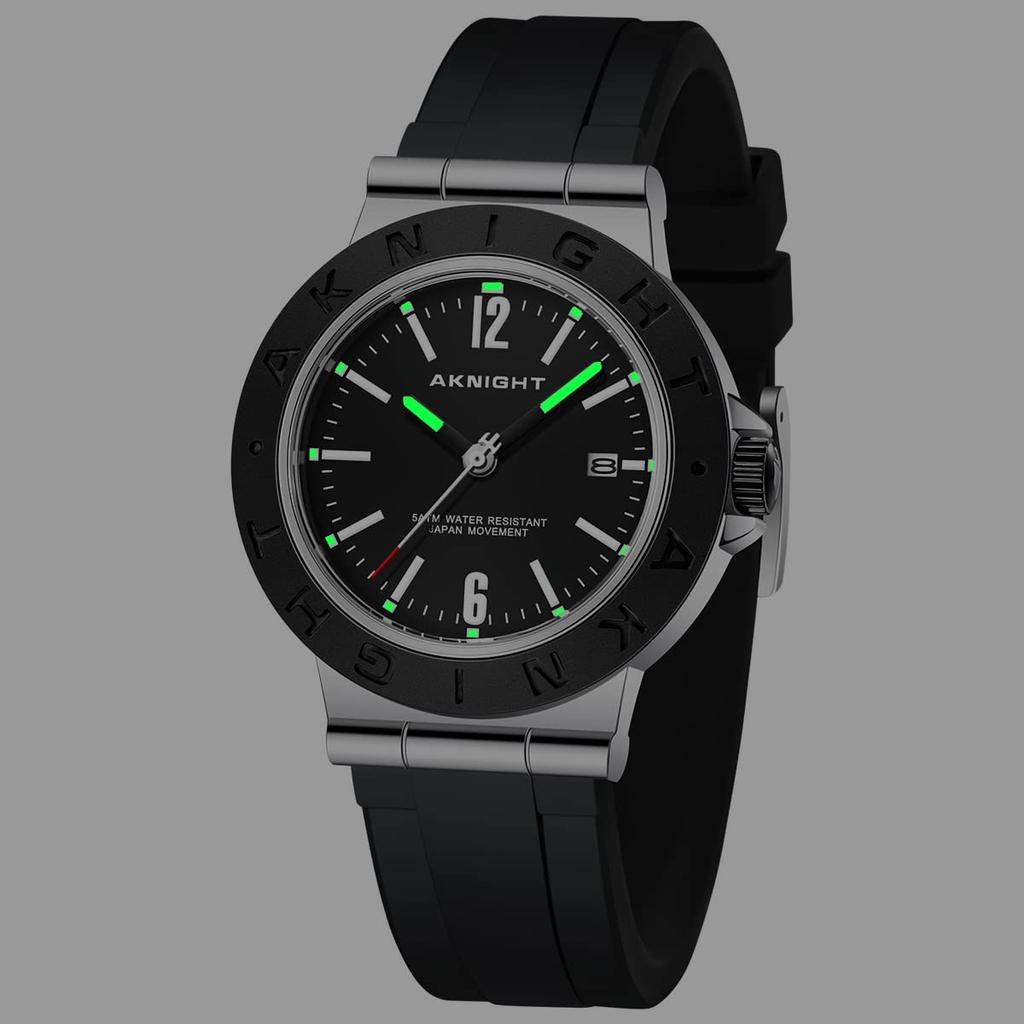 Часы водонепроницаемые аналоговые кварцевые хронограф модные деловые классические часы автоматические дата светящиеся часы [AKNIGHT] мужские часы, часы, часы, мужские