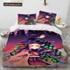 Demon Slayer Bedding Set Kamado Nezuko Duvet Cover Set Bedspread Pillowcase King Queen Full Single Size Bed Linen Boys Teen Gift