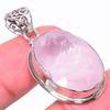 Natural Rose Quartz Gemstone 925 Solid Sterling Silver Gift Pendant 1.65" N1s32
