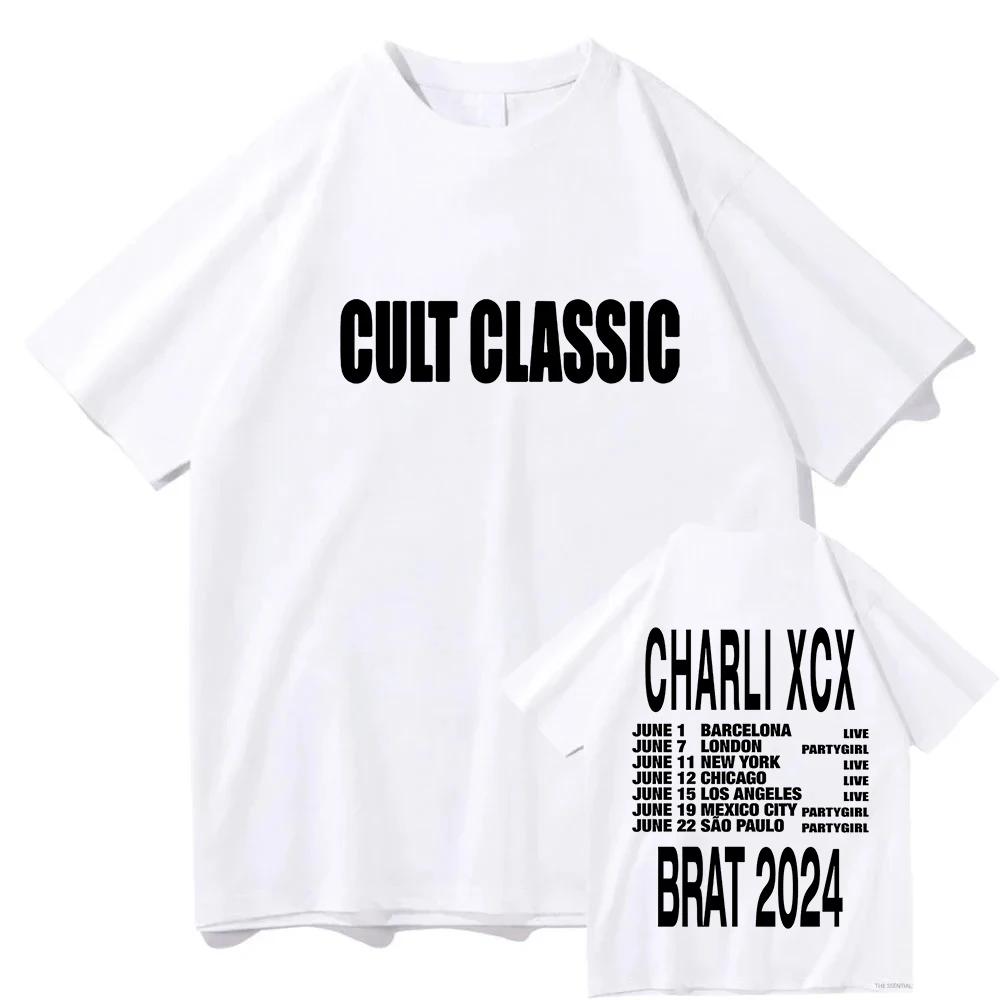 Культовый Классический Футболка Charli XCX Brat Tour 2026 Модная Мужская Эстетичная Ретро Футболка Нейтральная Высококачественная Ретро Футболка