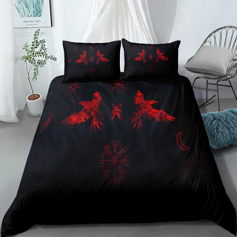 3D Print 2/3pcs Vigvisir Viking Art Constellation Bedding Set EU Single Double King US Twin Full Queen King Ethnic Bed Linen Set