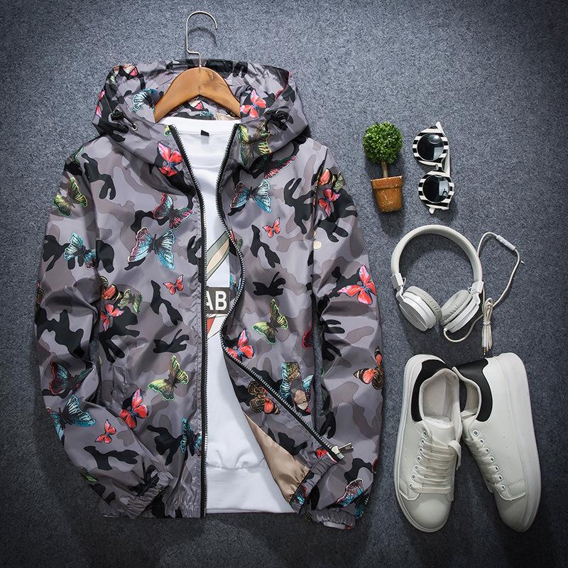 High Quality Women Camo Windbreaker Jacket Thin Female Camouflage Butterfly Windbreaker Coats Hooded