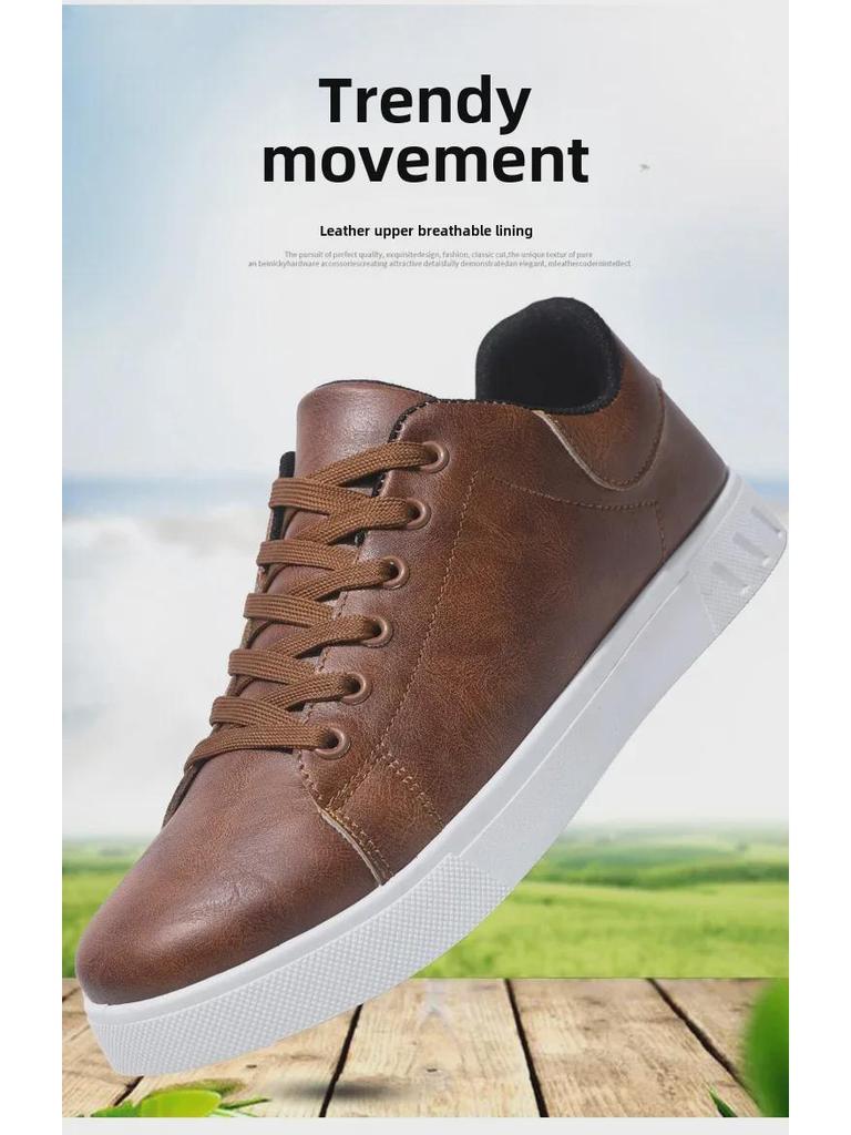 Мужские кроссовки из дышащей кожи на весну и осень — корейский стиль, удобная, легкая, универсальная повседневная обувь