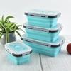 4 шт. Складной контейнер для хранения продуктов с крышками Плоский Штабелируемый Набор коробок для еды в холодильник Силиконовый Герметичный Контейнер для свежих продуктов