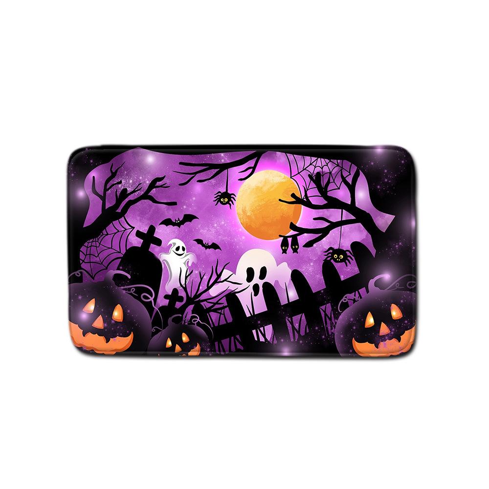 Halloween Shower Curtain Floor Mat Combination Four-Piece Set Bathroom Toilet Carpet Shower Room Foot Mat