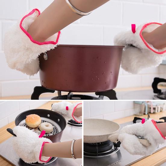 1Pc Dishwashing Glove Steel Scratch Free Waterproof Hanging Loop Heat Insulation Steel Wool Bamboo Fiber Kitchen Pot Pan Bowl Scrubber Washing Glove