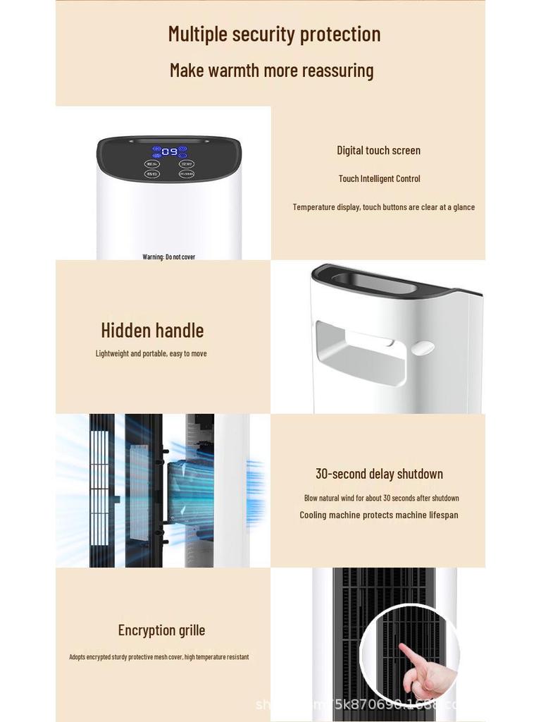 Точечный графеновый энергоэффективный обогреватель двойного назначения: Компактный вентилятор с холодным и теплым воздухом