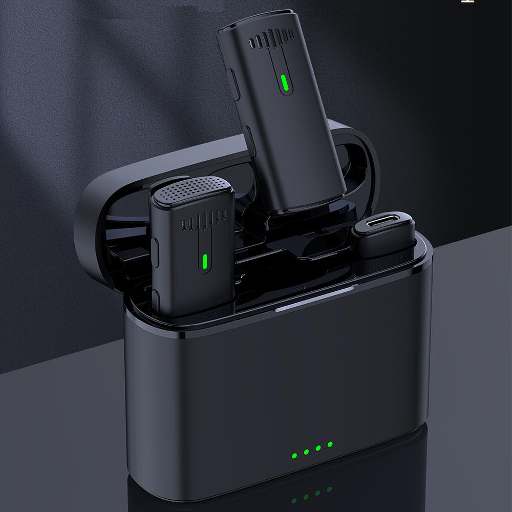 Профессиональный беспроводной петличный микрофон для Android/iPhone с зарядным кейсом