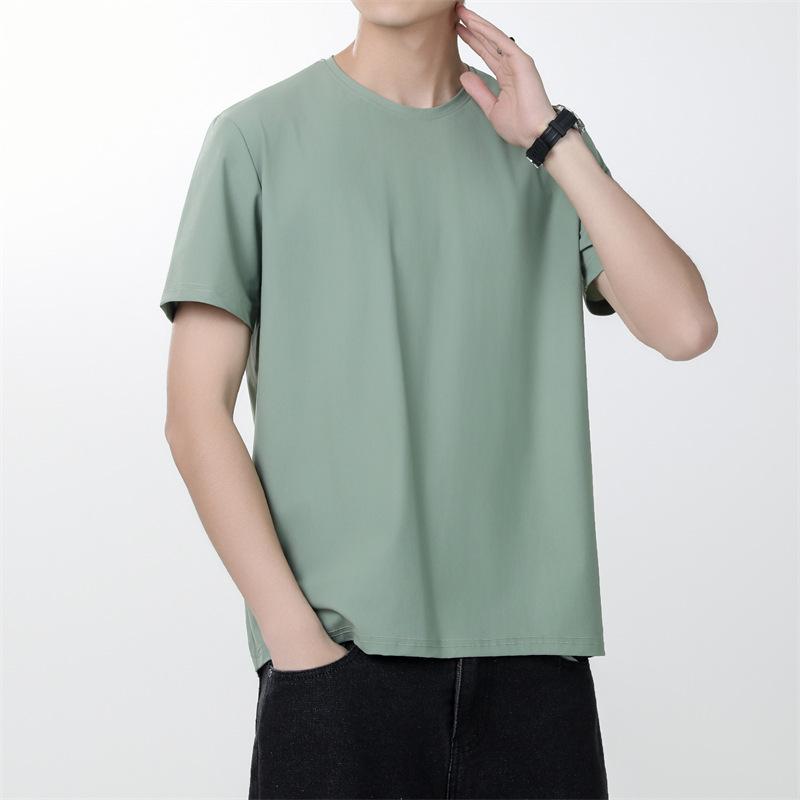 Men's Round Neck Ice Silk T-shirt, Quick Drying Short Sleeved Loose Plus Size Sports T-shirt, Men's Clothing