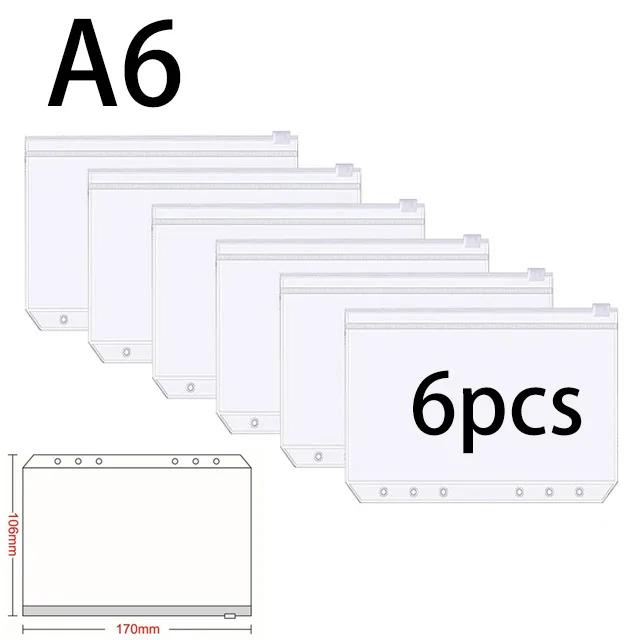 A5 A6 A7 Сумки на молнии с вкладышами 6 отверстий Карманы для переплетов Пластиковые папки на молнии Водонепроницаемые документы Блокноты Карты