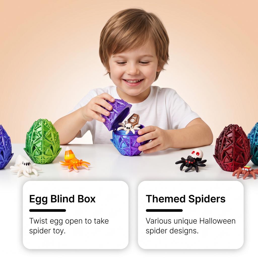 Christmas Halloween Spider Egg Set 3D Printed Toy For Party Decoration And Kids Gift