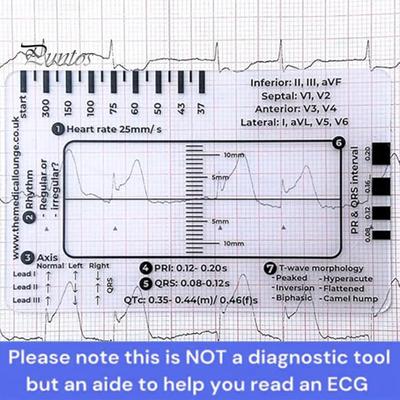 1 шт./1 комплект ЭКГ линейка с 7 шагами пластиковый штангенциркуль для измерения электрокардиограммы измерительный инструмент прозрачное справочное руководство по интерпретации ЭКГ измерительная линейка