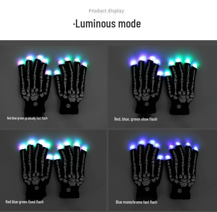 LED Light-Up Knitted Skeleton Gloves - Flashing, Warm, Creative Halloween & Christmas Accessory