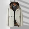 Men's Down Jacket Autumn and Winter White Duck Down Warm Removal Cap Thickened Down Tooling Middle-aged and Young People Cold-proof Jacket
