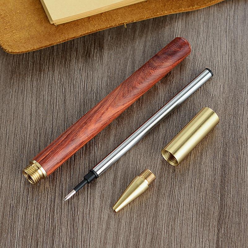 Деревянная медная металлическая гелевая ручка 0,5 мм, высококачественная деловая офисная подпись, черная чернильная ручка, школьные канцелярские принадлежности, подарок