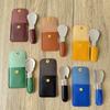 Stainless Steel Folding Shoe Horn PU Leather Small Bag Keychain Lazy Shoe Lifter Portable Shoe Puller Helper Men Women Daily Use
