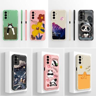 Чехол для телефона Samsung F13 A73 A72 A71 A54 A53 A52 A51 A50 A34 A33 A32 A31 A30 A24 A23 A22 Ленивый кот Забавные цветы Силиконовый противоударный чехол для Samsung Capa