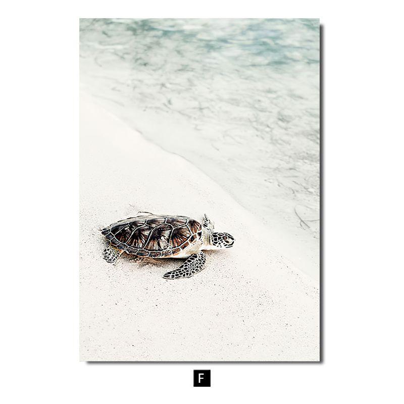 Современный небольшой свежий пейзажный постер, украшение, картина, чайка, кокосовая пальма, морская черепаха, природный пейзаж, настенная картина для гостиной