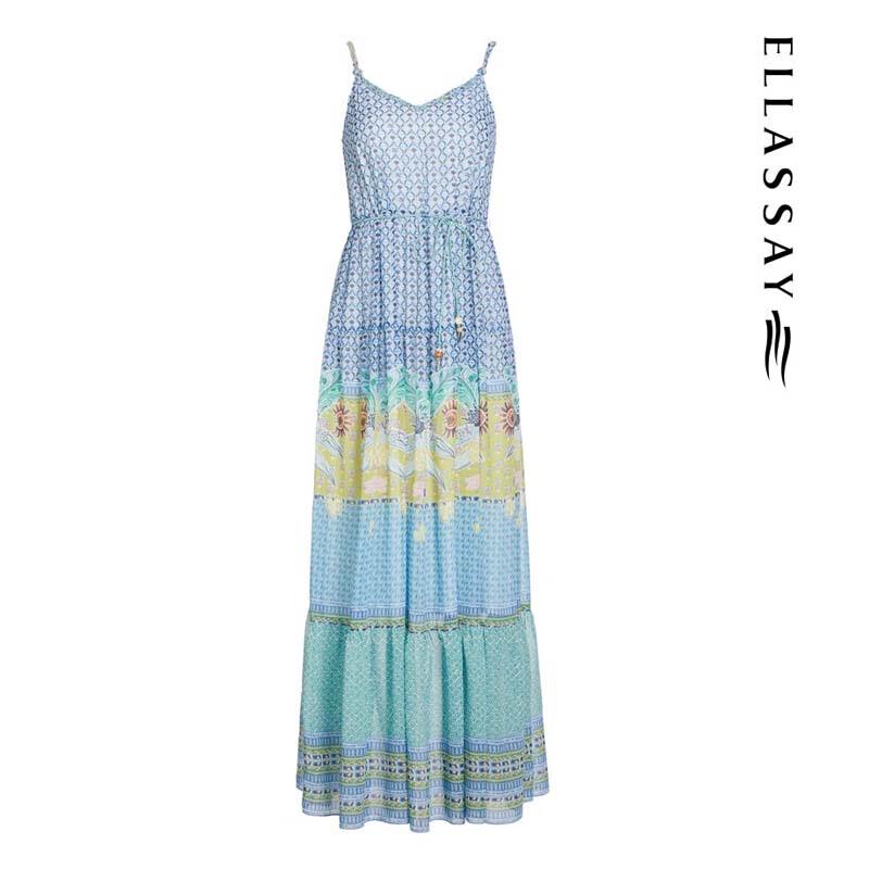 ELLASSAY Женское дышащее платье макси А-силуэта