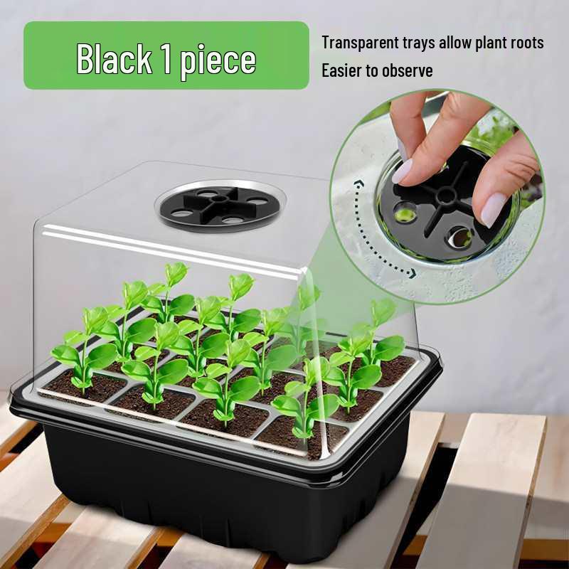 12-Hole Succulent Seedling Tray Set with Lid – Moisture & Temperature Control