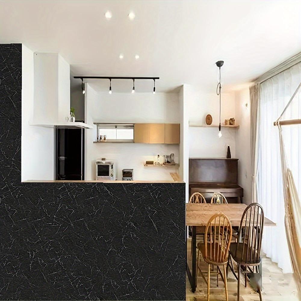 Самоклеящиеся черные шелковые обои 17,72x393,7 дюйма водостойкие тисненые узорчатые самоклеящиеся настенные покрытия для домашнего декора в рулоне