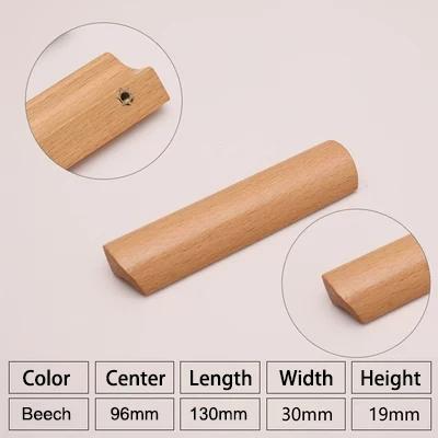 Natural Wood Furniture Handles Kitchen Door Knobs Cabinets Pulls Beech Wooden Handles for Cabinet and Drawers Furniture Hardware
