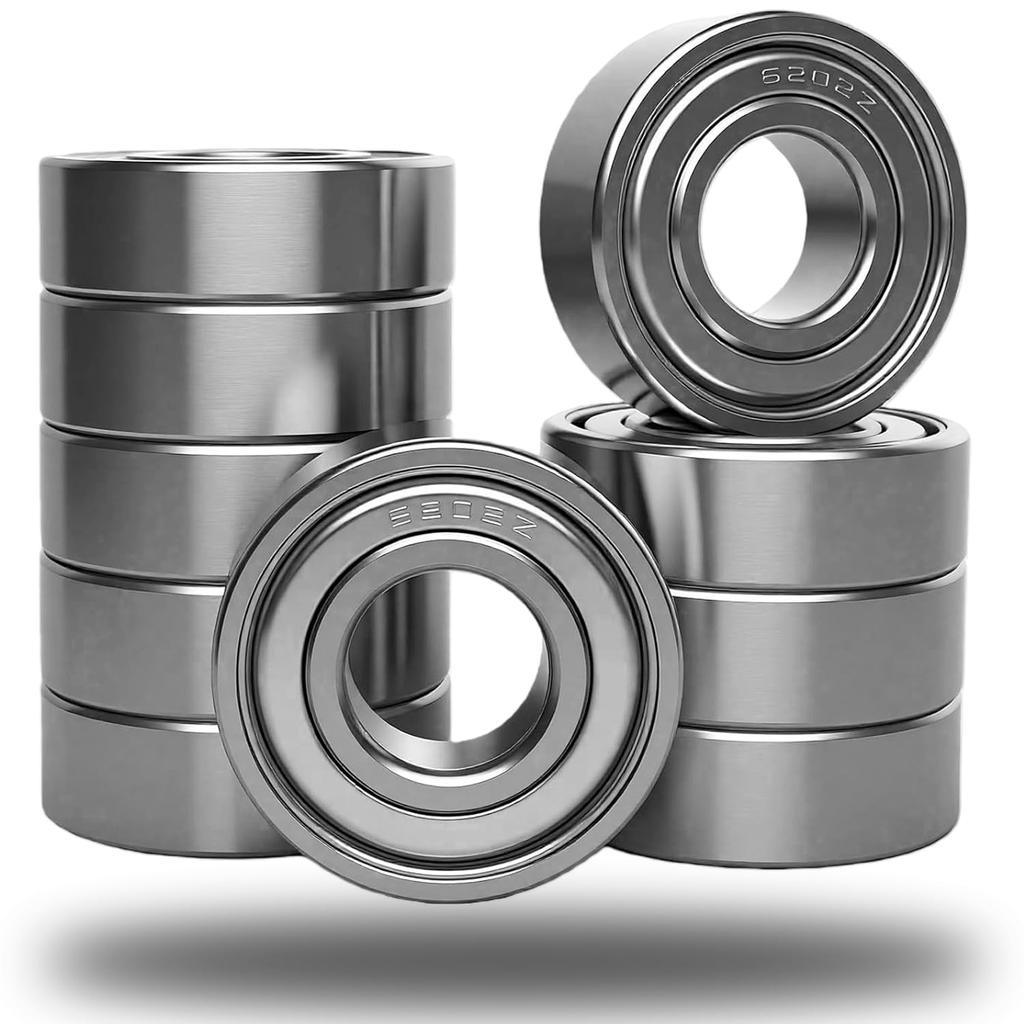 10Pcs 6200 6201 6202 6203-ZZ Deep Groove Ball Bearings, Double Metal Sealed