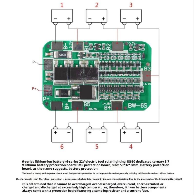 Для 6-и аккумуляторов 18650 Li-ion - Модуль ПХБ Для DIY Наборов 6S 15A 24V Плата защиты BMS