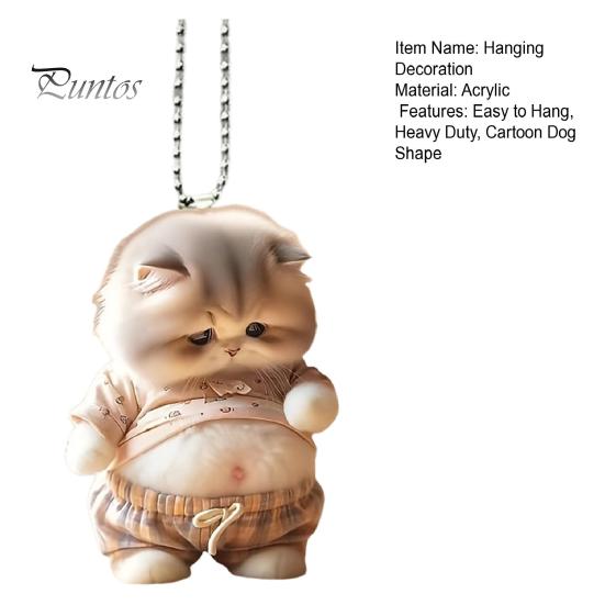 Pot-bellied Cat Acrylic Hanging Decoration Home Indoor Christmas Tree Car Rearview Mirror 2D Flat Big Belly Kitten Hanging Ornament Cartoon Animal