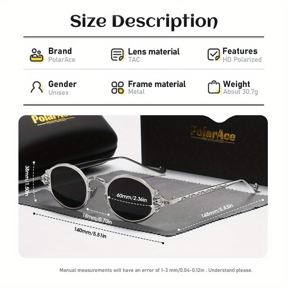 PolarAce Unisex Oval Metal Polarized Fashionable Driving Outdoor Riding Sun Visors Sunglasses, UV400