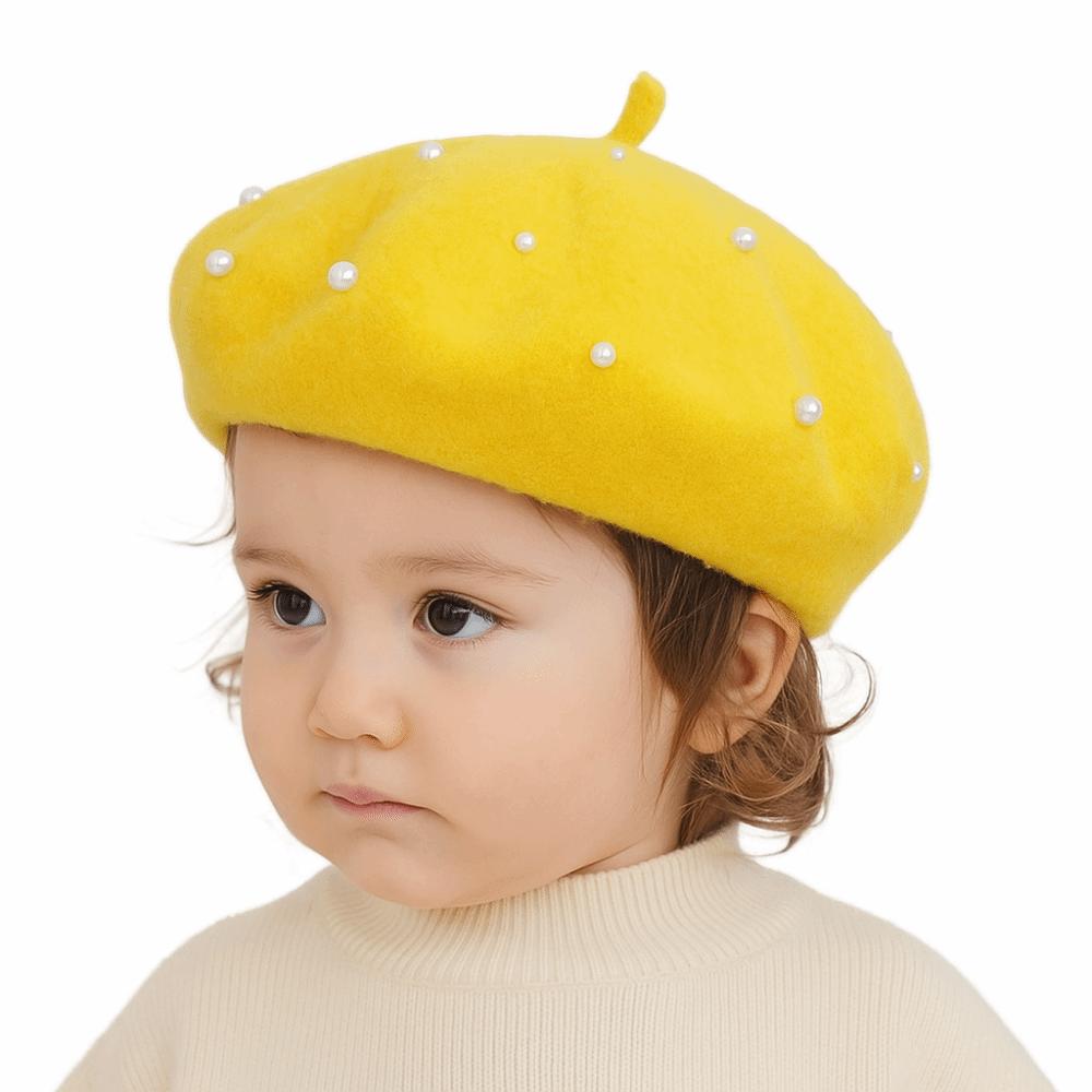 Woolen Baby Wool Hat Solid Color Painter Hat Sweet Children's Beret Baby