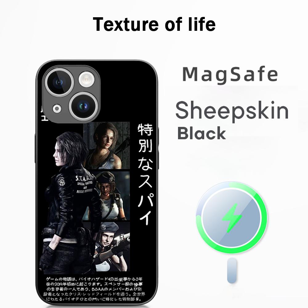 Ада Вонг X Леон горячий игровой плакат Чехол для телефона для iPhone 17 16 15 14 13 12 Plus Pro Max Высококачественная Люксовая Овечья кожа Magsafe