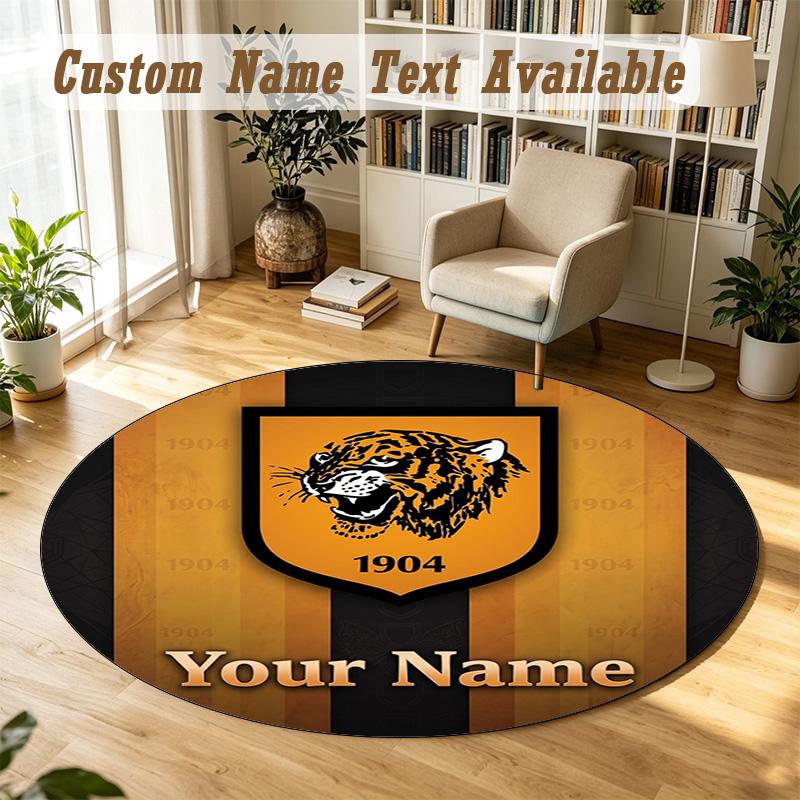 Round Rug Custom NameHull FC Pattern Non Slip Carpet Home Floor Decor
