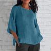 Women's Fashion Half Sleeve Round Neck Solid Colour Loose Casual Shirt Top