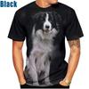 Fashion Unisex Cute Dog 3D Printing Pattern Tops Border Collie T-shirt Casual Wear Sports T-shirt
