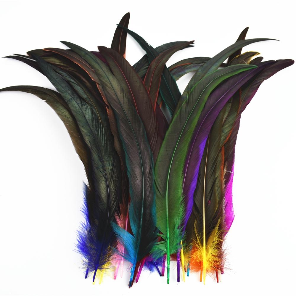100 шт. Натуральные петушиные перья для украшения 25-35 см 10-12" Куриные фазаньи карнавальные аксессуары для рукоделия Декор для одежды