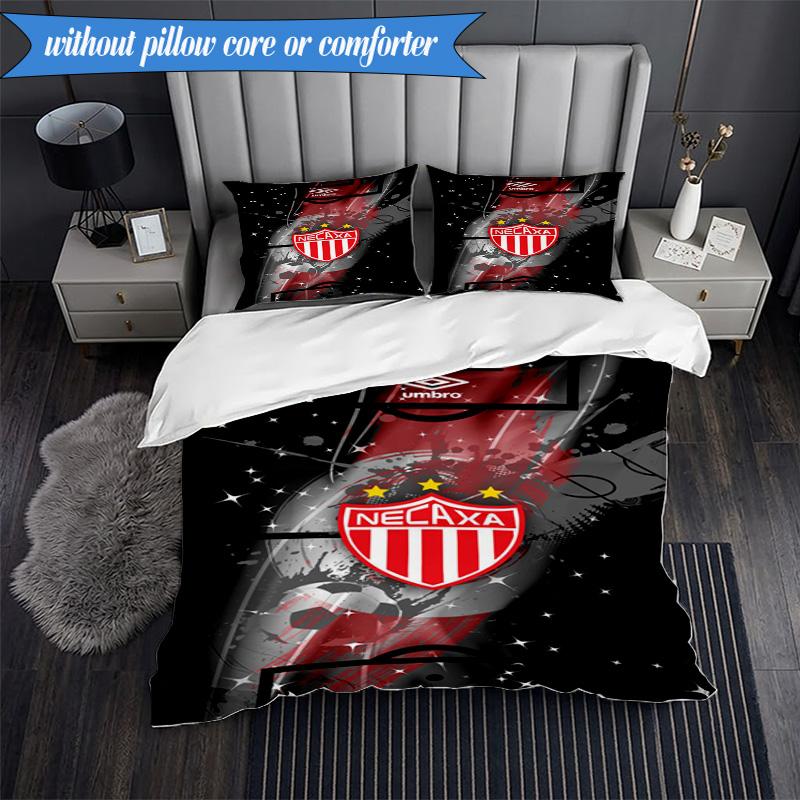 3PCS Football Crest Heartbeat Printed Soft Bedding Set,Including 1pc Duvet Cover And 2pcs Pillowcases Perfect for Bedroom, Dormitory, Fan gift