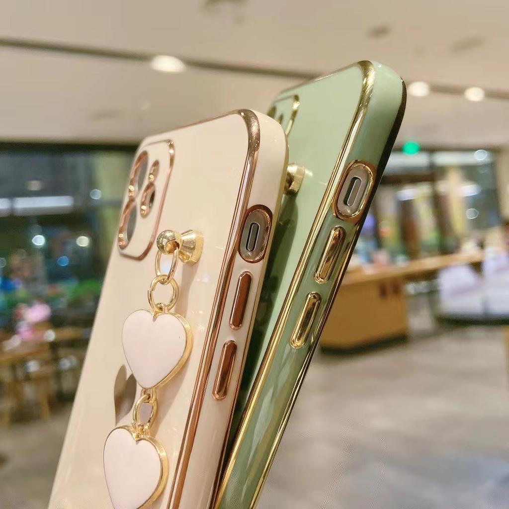 Чехол для телефона с мягким покрытием Love Heart для Iphone 14 13 12 11 Pro Max Xs Max Xr 14 Plus 14pro, противоударный чехол для браслета-цепочки на запястье