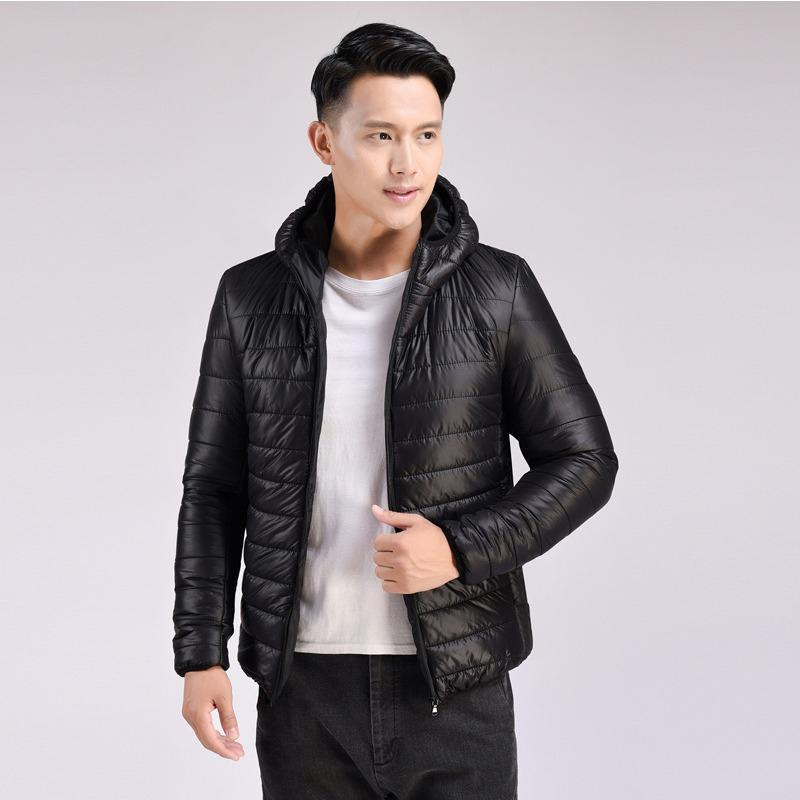 New Men's Light and Fashionable Cotton Clothes Men's Winter Korean Version Slim-fit Hooded Solid-color Warm Cotton-padded Coat Men's