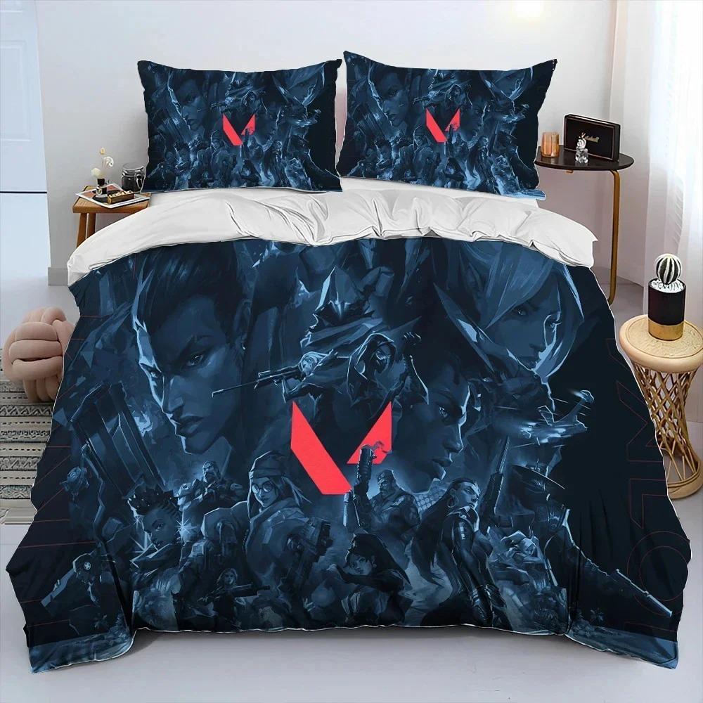 VALORANT Игровой 3D-печатный комплект постельного белья Пододеяльник Наволочка Одеяло Размер King Queen Для Мальчиков Взрослый Комплект Постельного Белья