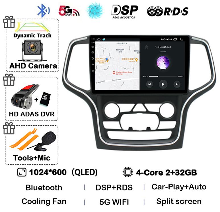 Android 14 беспроводной Carplay Auto 4G+WIFI для Jeep Grand Cherokee WK2 2014-2017 навигация GPS автомобильный радиоприемник мультимедиа видеоплеер