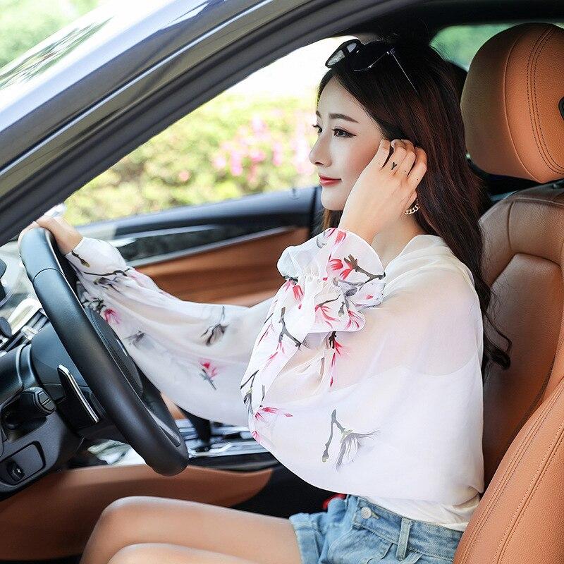 Женские уличные декоративные накидки из шифона, элегантные красивые легкие шарфы с белыми точками, солнцезащитные рукава, лето 2023