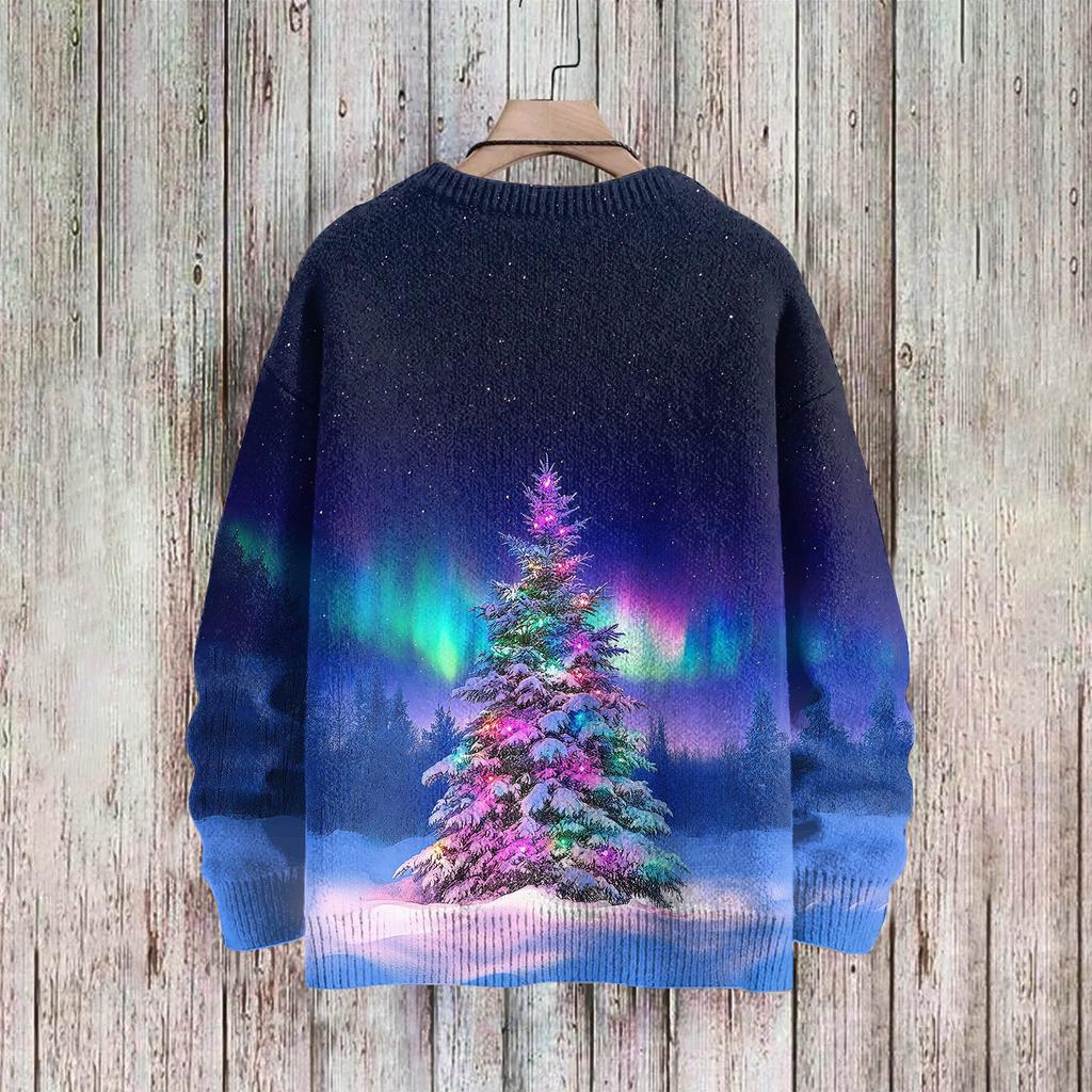 Рождественские толстовки для женщин Вязаный свитер Милая рубашка Осенний свитер с круглым вырезом Топы