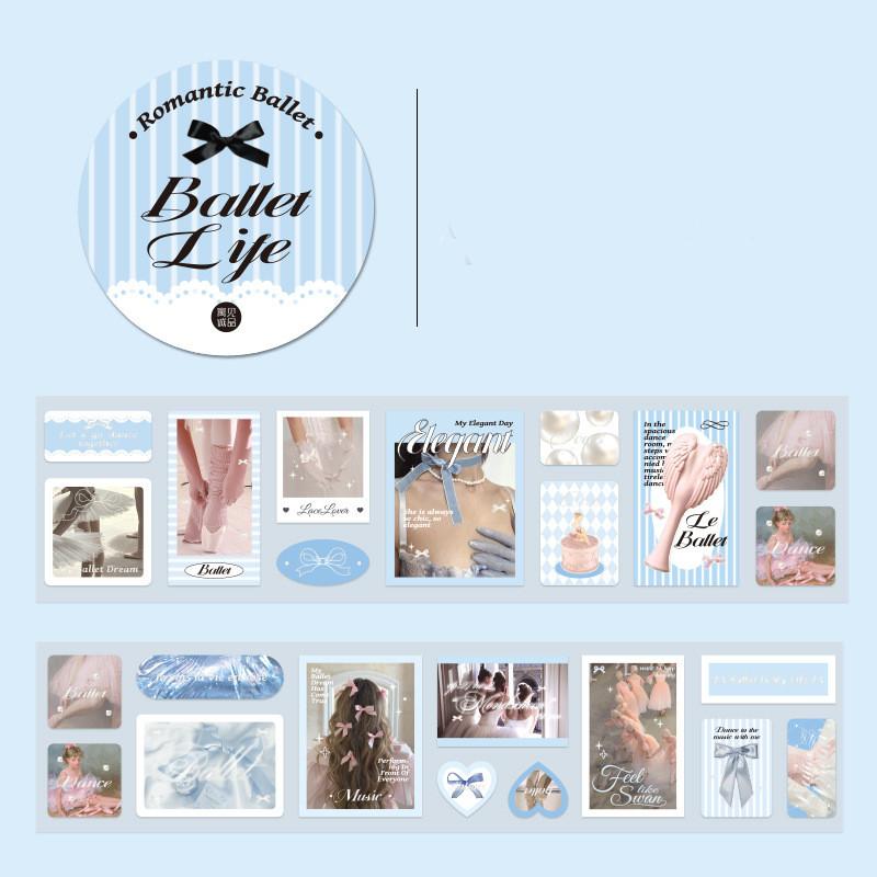 Романтическая балетная серия, наклейка Kawaii, декор для скрапбука для девочек, Kpop, 3 дюйма, упаковка для фотокарточек, материал «сделай сам», наклейки, лента